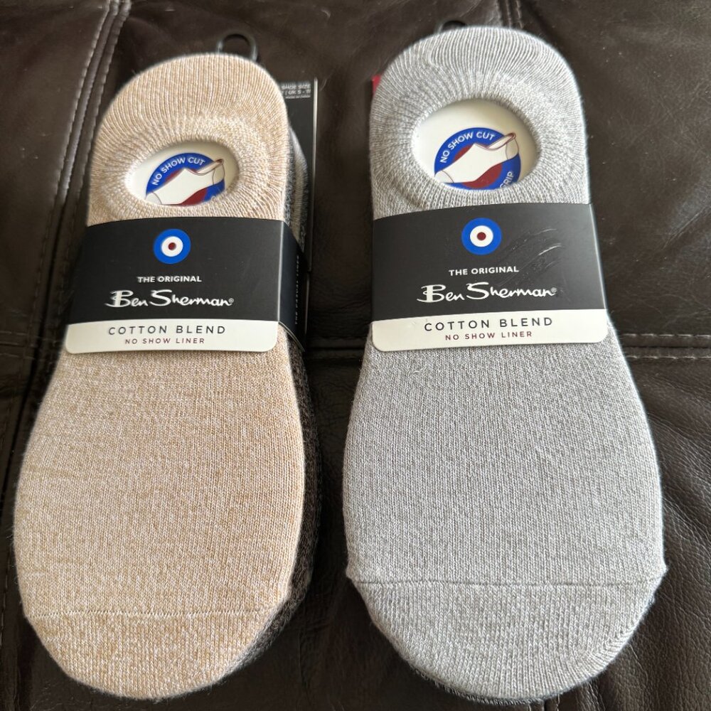 TWO (2) Ben Sherman Men's 6 Pairs Cotton Blend NO Show Liner Socks MSRP $72 NWT